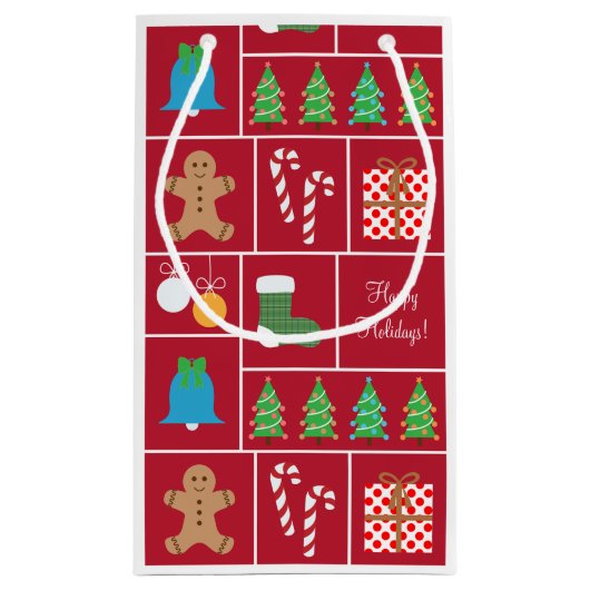 Rotes Weihnachtsmuster-kleine Geschenk-Tasche Kleine Geschenktüte (Rückseite)