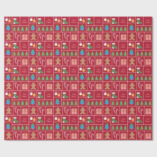 Rotes Weihnachtsmuster-Packpapier Geschenkpapier (Flach)