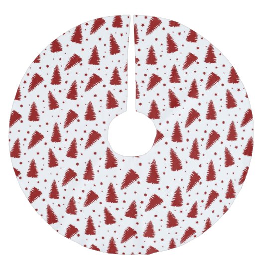 Rotes Weihnachtsmuster  Polyester Weihnachtsbaumdecke (Vorderseite)