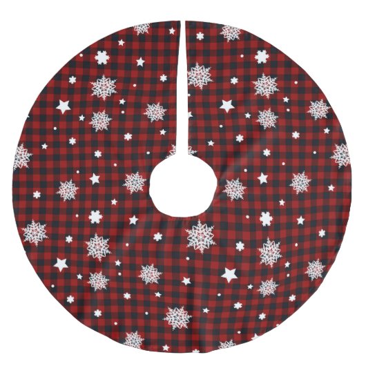 Rotes Weihnachtsmuster Polyester Weihnachtsbaumdecke (Vorderseite)