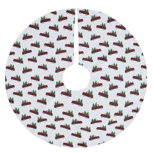 Rotes Weihnachtsmuster  Polyester Weihnachtsbaumdecke (Vorderseite)