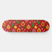 Rotes Weihnachtsmuster Skateboard (Horizontal)