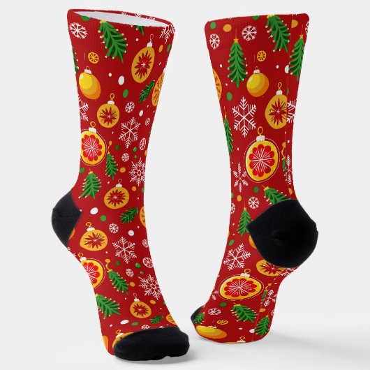 Rotes Weihnachtsmuster Socken (Gewinkelt)