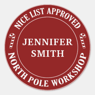 Rotes Weihnachtsnizza Listen-Geschenkaufkleber Runder Aufkleber