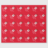 Rotes WeihnachtsPackpapier mit lustigem Monogramm Geschenkpapier (Flach)