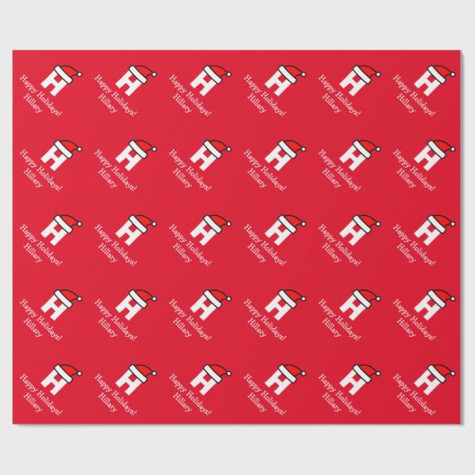 Rotes WeihnachtsPackpapier mit lustigem Monogramm Geschenkpapier (Flach)