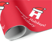Rotes WeihnachtsPackpapier mit lustigem Monogramm Geschenkpapier (Rolleneckpunkt)