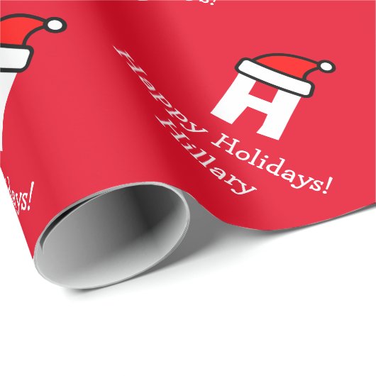 Rotes WeihnachtsPackpapier mit lustigem Monogramm Geschenkpapier (Rolleneckpunkt)
