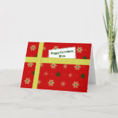 Rotes Weihnachtspaket "Mama" Feiertagskarte (Vorderseite)