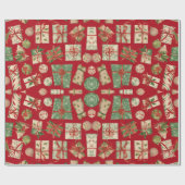 Rotes Weihnachtspapier mit Geschenkmuster Lustig Geschenkpapier (Flach)