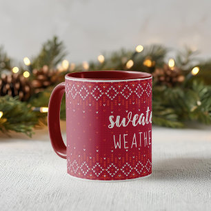 Rotes Weihnachtspullover-Wetter Zweifarben-Kaffeet Tasse