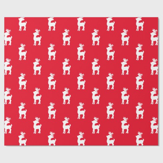 Rotes Weihnachtsren-Muster Geschenkpapier (Flach)