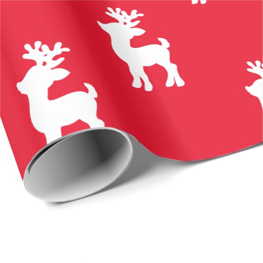 Rotes Weihnachtsren-Muster Geschenkpapier (Rolleneckpunkt)
