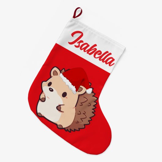 Rotes Weihnachtsschmuck Weihnachtsmannmütze Xmas Großer Weihnachtsstrumpf (Vorderansicht (hängend))