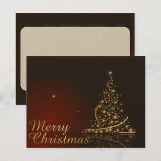 Rotes Weihnachtsthema mit goldenem Weihnachtsbaum Einladung