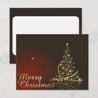 Rotes Weihnachtsthema mit goldenem Weihnachtsbaum Einladung