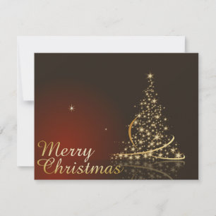Rotes Weihnachtsthema mit goldenem Weihnachtsbaum Einladung