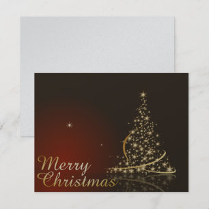 Rotes Weihnachtsthema mit goldenem Weihnachtsbaum Einladung
