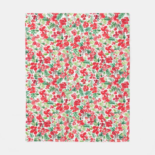 Rotes Weihnachtswassermuster Fleecedecke (Vorderseite)