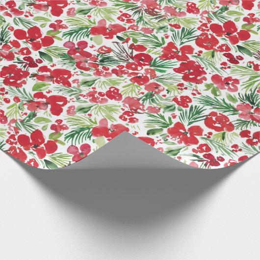 Rotes Weihnachtswassermuster Geschenkpapier (Ecke)