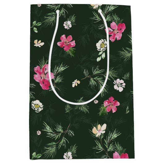 Rotes Weihnachtswassermuster Mittlere Geschenktüte (Vorderseite)