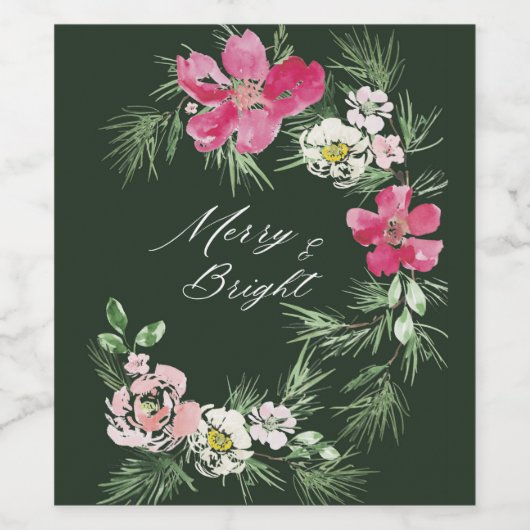 Rotes Weihnachtswassermuster Weinetikett (Einzelnes Label)