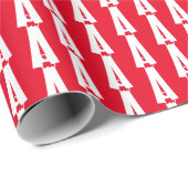 Rotes Weihnachtsweiß-Monogramm-Anfangsbuchstabe Geschenkpapier (Rolleneckpunkt)