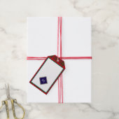 Rotes Weihnachtswolltextur-Karo mit Monogramm Geschenkanhänger (Mit Garn)