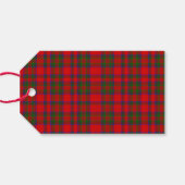 Rotes Weihnachtswolltextur-Karo mit Monogramm Geschenkanhänger (Rückseite Horizontal)