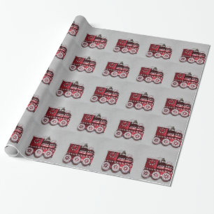 Rotes Weihnachtszug-Packpapier Geschenkpapier