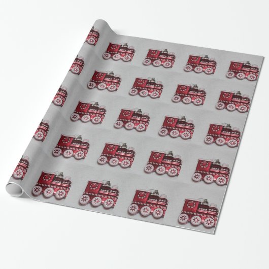 Rotes Weihnachtszug-Packpapier Geschenkpapier (Ungerollt)