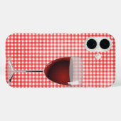Rotes Weinglas auf Gingham Case-Mate iPhone Hülle (Rückseite (Horizontal))