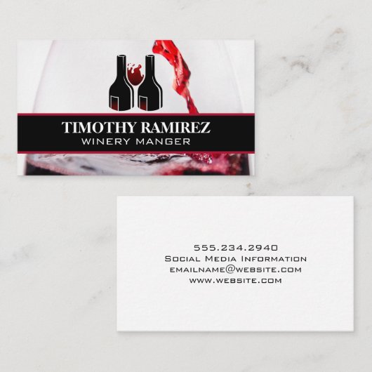 Rotes Weinglas | Flaschen Visitenkarte (Vorne/Hinten)