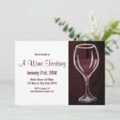 Rotes Weinglas Halb leeres Sprichwort Wasserfarbe Einladung (Stehend Vorderseite)