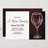 Rotes Weinglas Halb leeres Sprichwort Wasserfarbe Einladung (Vorne/Hinten)