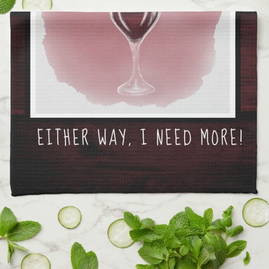 Rotes Weinglas Halb leeres Sprichwort Wasserfarbe Geschirrtuch (Gefaltet)