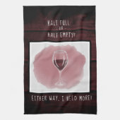 Rotes Weinglas Halb leeres Sprichwort Wasserfarbe Geschirrtuch (Vertikal)