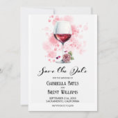 Rotes Weinglas Hochzeit speichern das Datum Save The Date (Vorderseite)