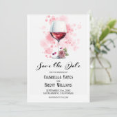 Rotes Weinglas Hochzeit speichern das Datum Save The Date (Stehend Vorderseite)