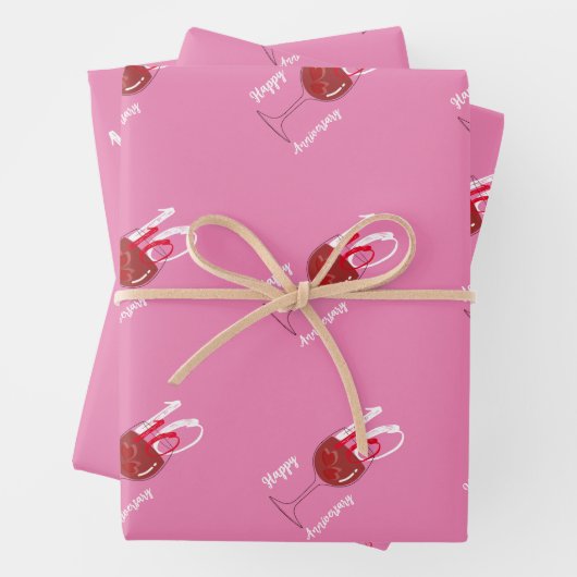 Rotes Weinglas mit 2 Gewürzen in Herzform Geschenkpapier Set (Beispiel)