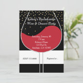 Rotes Weinglas Moderne schicke Party Einladungen (Stehend Vorderseite)