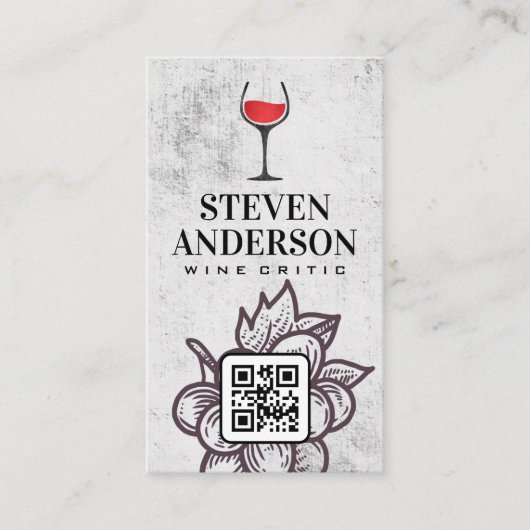 Rotes Weinglas | QR-Code Visitenkarte (Vorderseite)