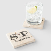 Rotes Weinglas, "Sip Happens" lustig Steinuntersetzer (Seitenansicht)