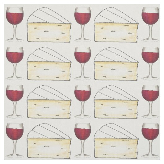 Rotes Weinglas und Creamy Brie Feinschmecker Stoff (Muster)