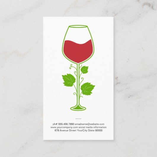 Rotes Weinglas Visitenkarte (Rückseite)