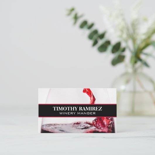 Rotes Weinglas Visitenkarte (Stehend Vorderseite)