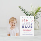 Rotes Weiß Blau für große Bruderschwangerschaft Ankündigung (Stehend Vorderseite)