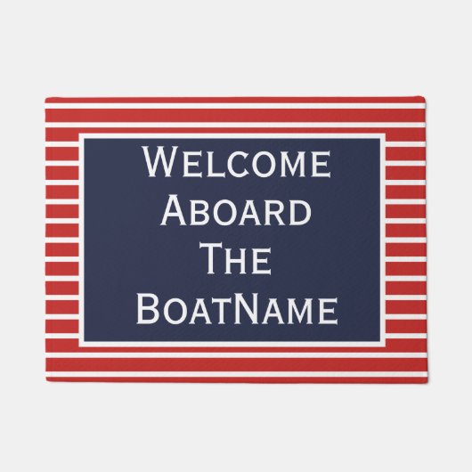 Rotes Weiß & Blau Willkommen auf dem Schiff Türmat Fußmatte (Vorderseite)