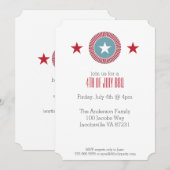 Rotes Weiß & Blauer Sterne 4. Juli Einladungen (Vorne/Hinten)