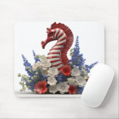 ROTES WEISS BLAUES PATRIOTISCHES SEEPFERD UND BLUM MOUSEPAD (Mit Mouse)